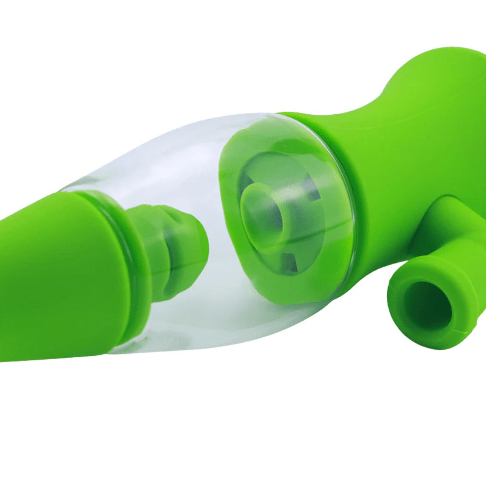 Cloud 8 Lava Lamp Silicone & Glass Water Pipe | Green | close view