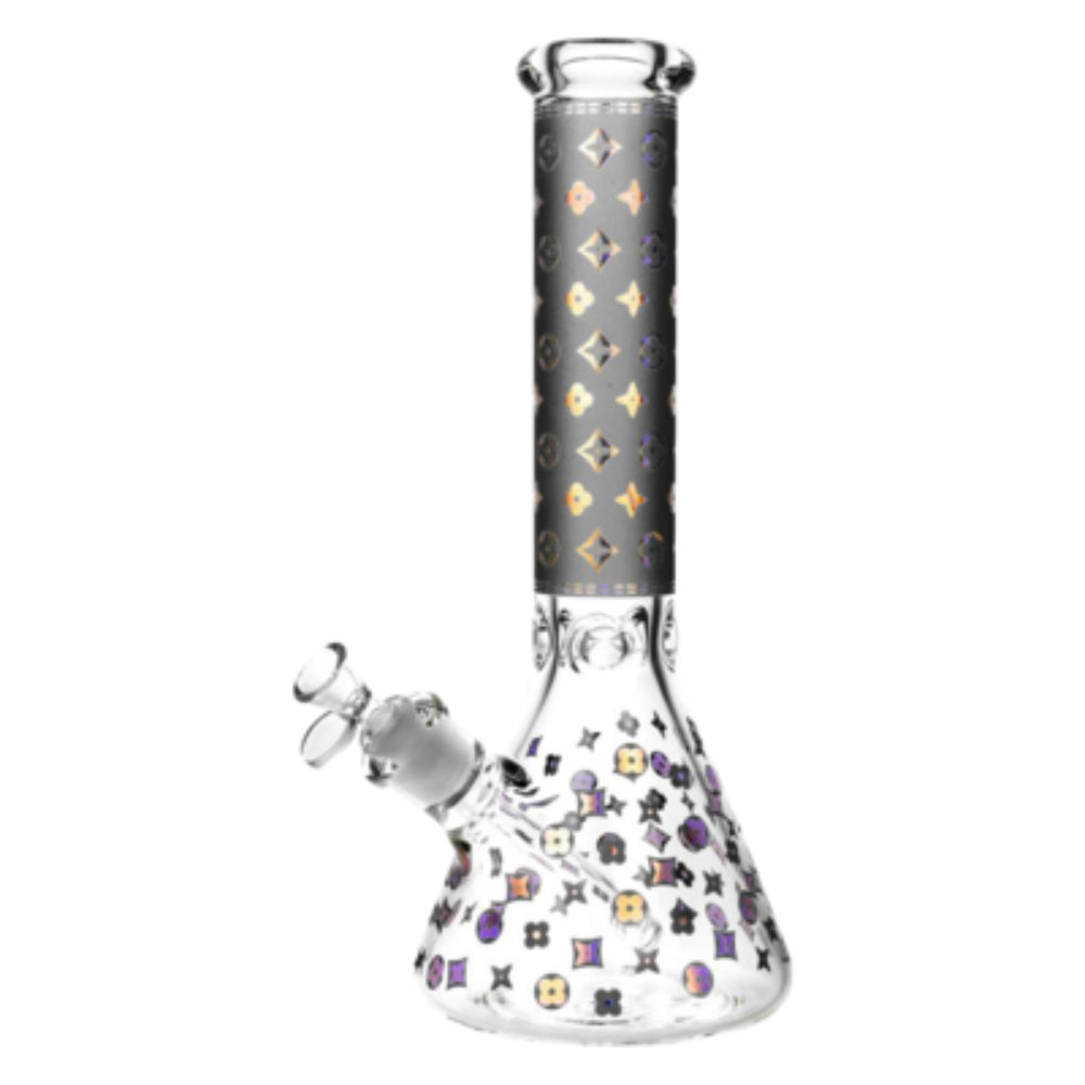 Designer Floral Diamond Print Bong | side view | black