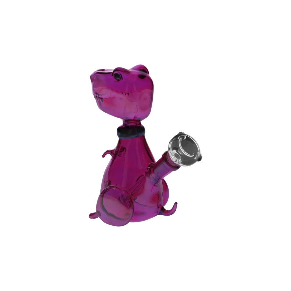 Daily High Club August 2023 Rave Dino Smoking Box | glass dino with bowl | side view 2