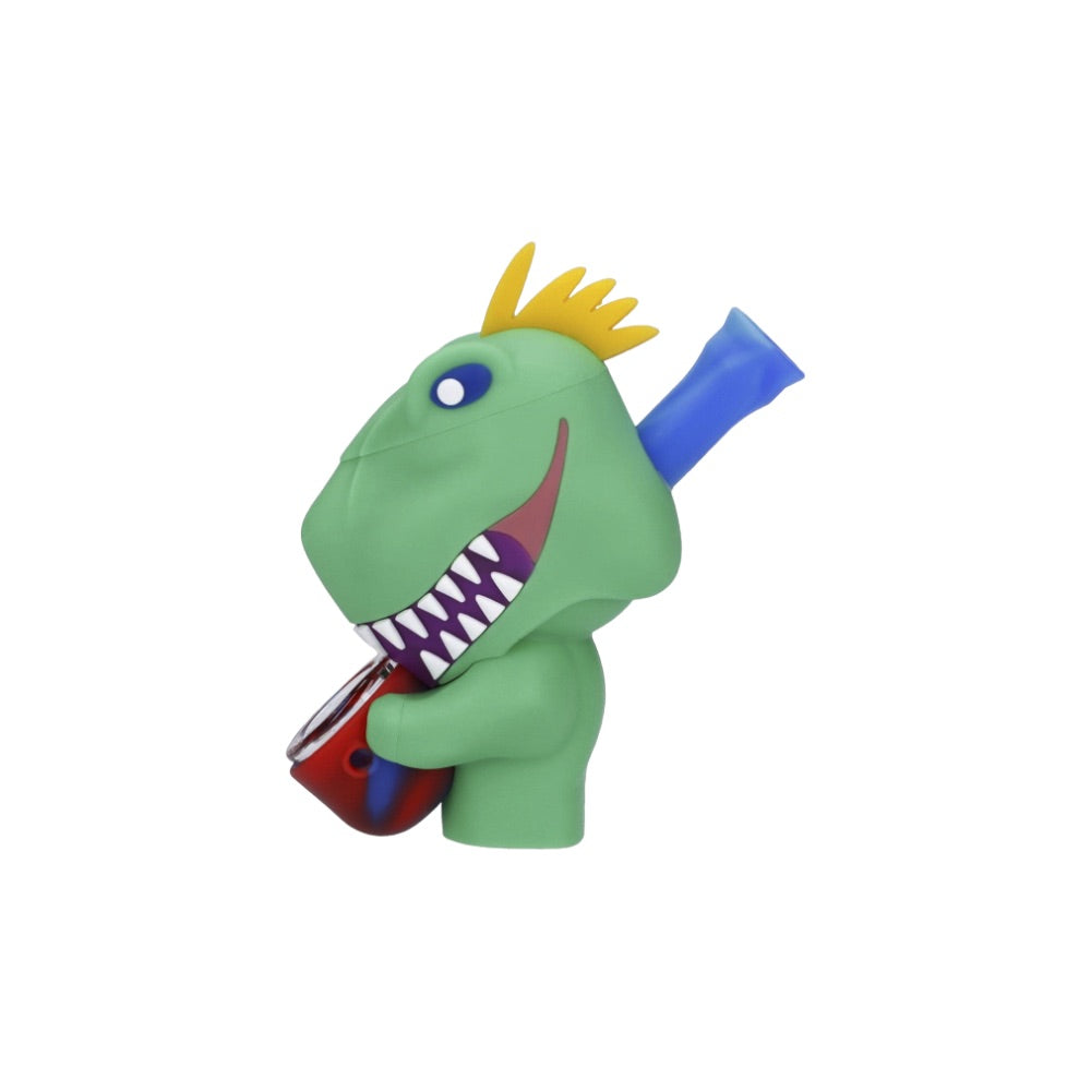 Daily High Club August 2023 Rave Dino Smoking Box | silicone dino | side view 2