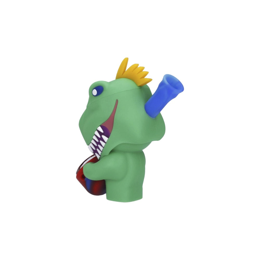 Daily High Club August 2023 Rave Dino Smoking Box | silicone dino | side view 3