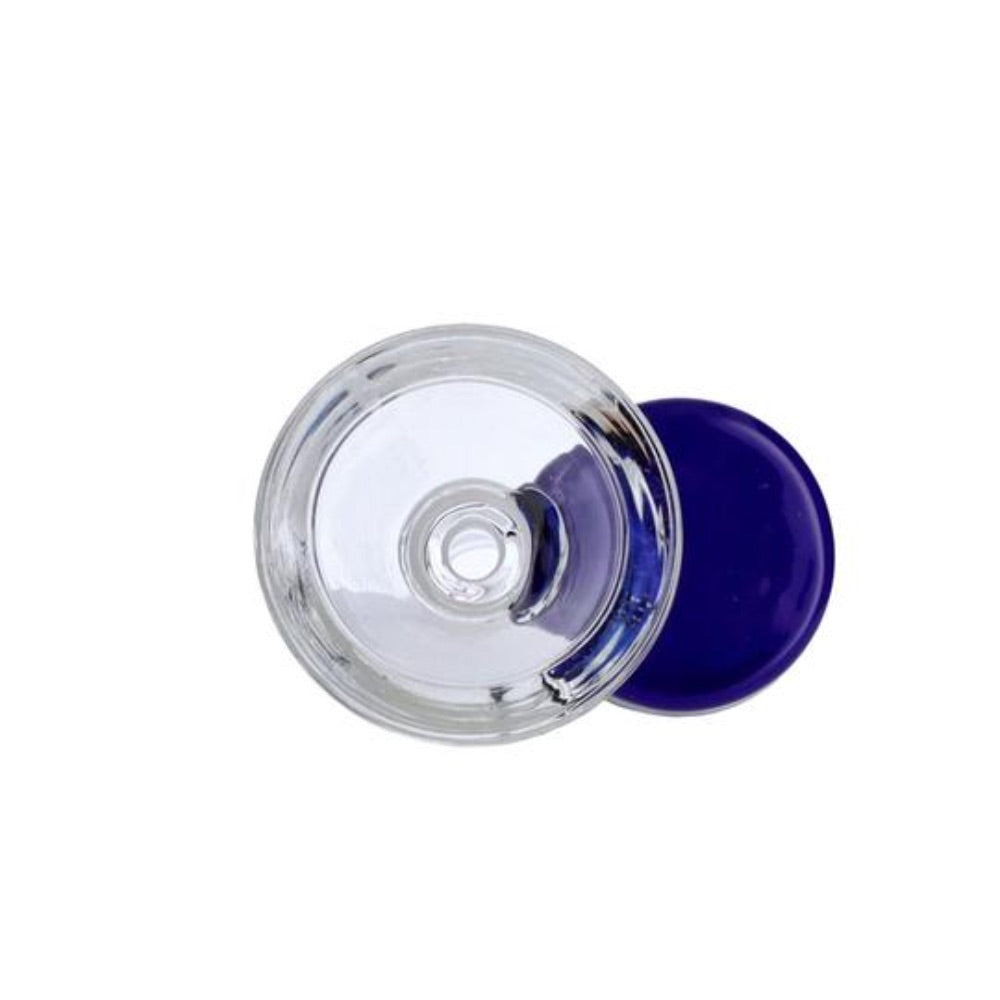 Glass Bowl With Handle | 14.5mm | Male Joint | Blue | top view