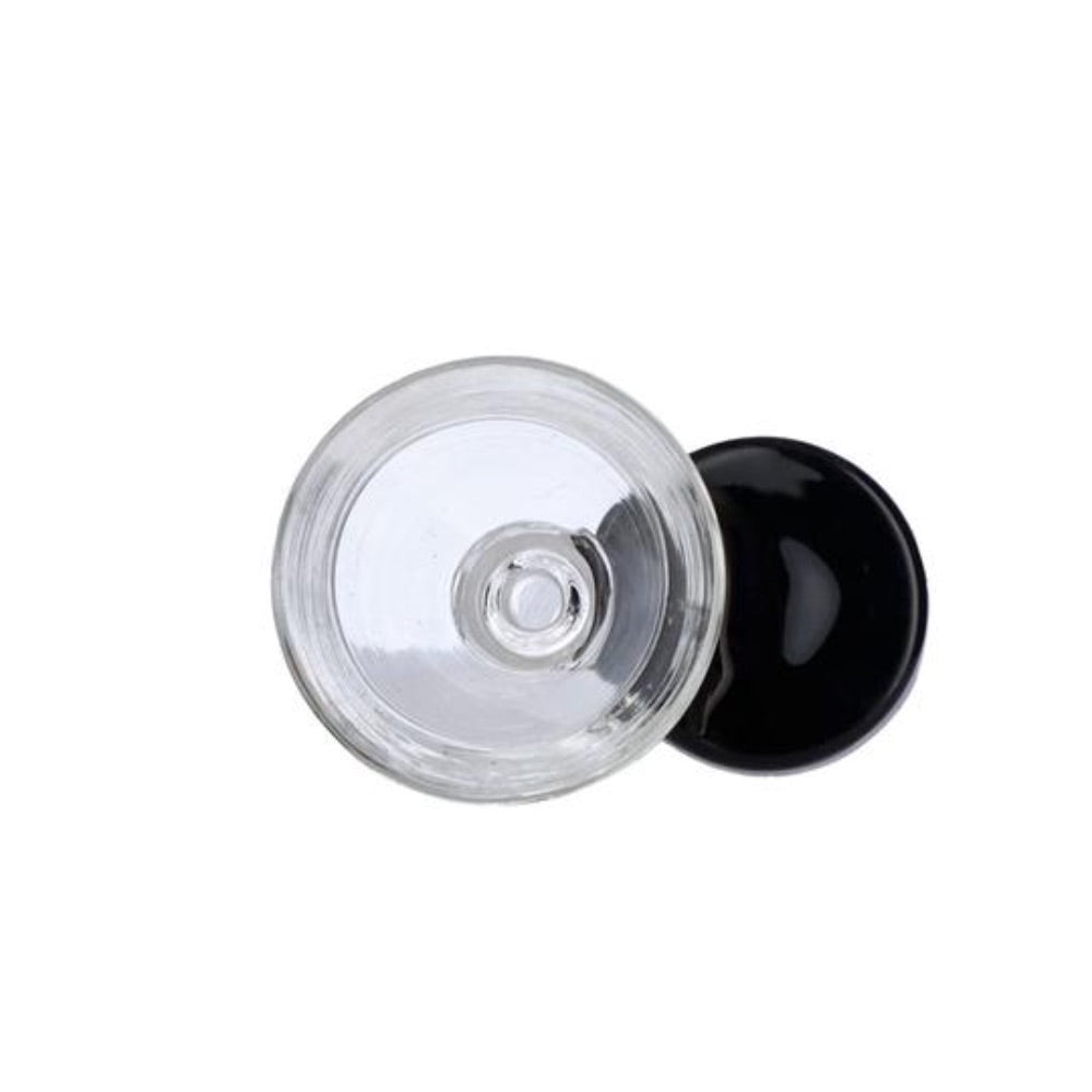 Glass Bowl With Handle | 14.5mm | Male Joint | Black | top view
