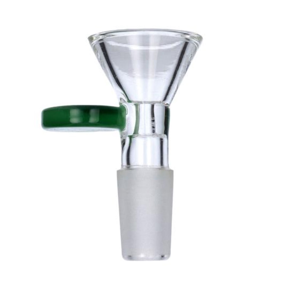 Glass Bowl With Handle | 14.5mm | Male Joint | Milky Green