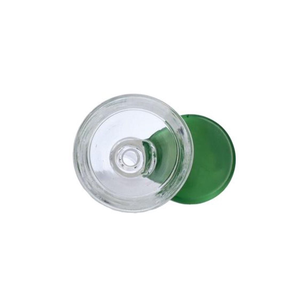 Glass Bowl With Handle | 14.5mm | Male Joint | Milky Green | top view
