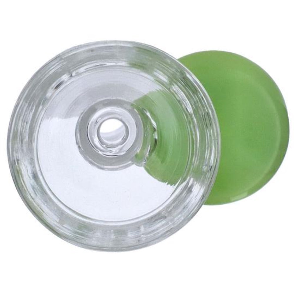 Glass Bowl With Handle | 14.5mm | Male Joint | Milky Jade | top view