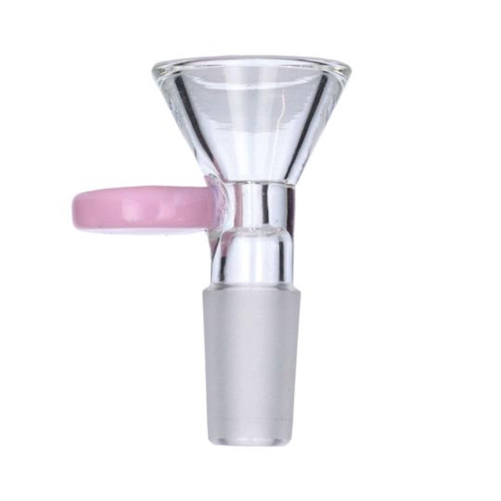 Glass Bowl With Handle | 14.5mm | Male Joint | Milky Pink