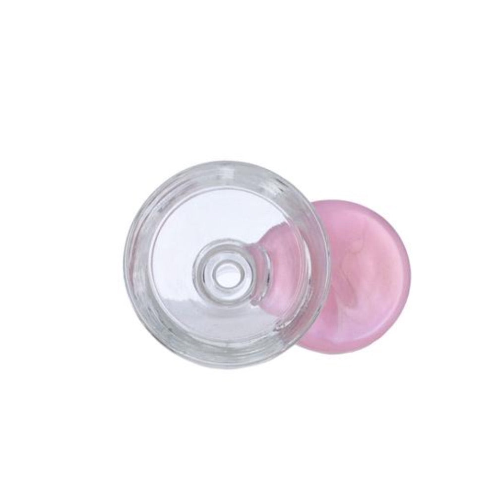 Glass Bowl With Handle | 14.5mm | Male Joint | Milky Pink | top view
