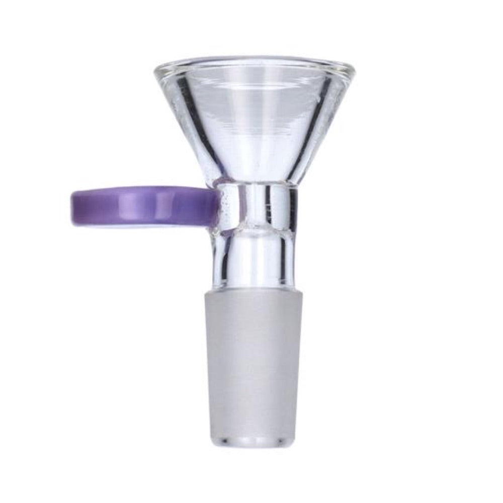 Glass Bowl With Handle | 14.5mm | Male Joint | Milky Purple