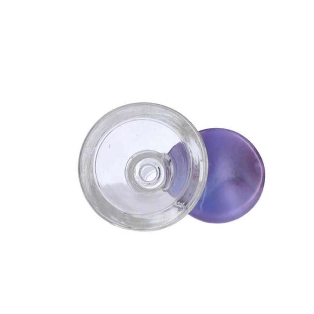 Glass Bowl With Handle | 14.5mm | Male Joint | Milky Purple | top view