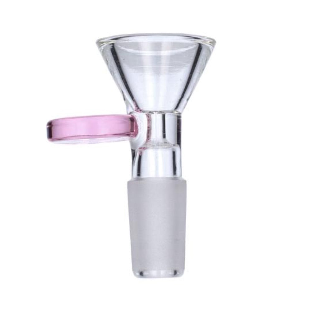 Glass Bowl With Handle | 14.5mm | Male Joint | Pink