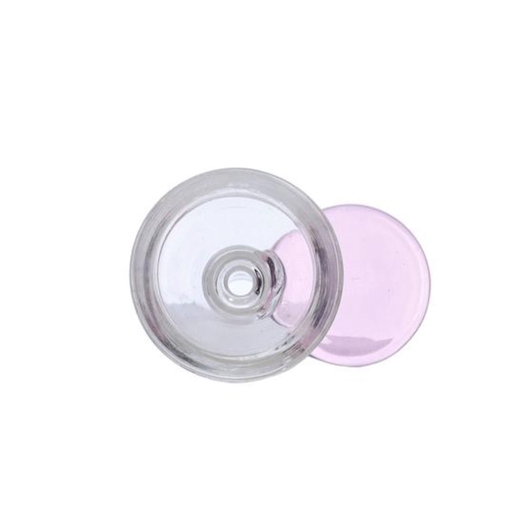 Glass Bowl With Handle | 14.5mm | Male Joint | Pink | top view
