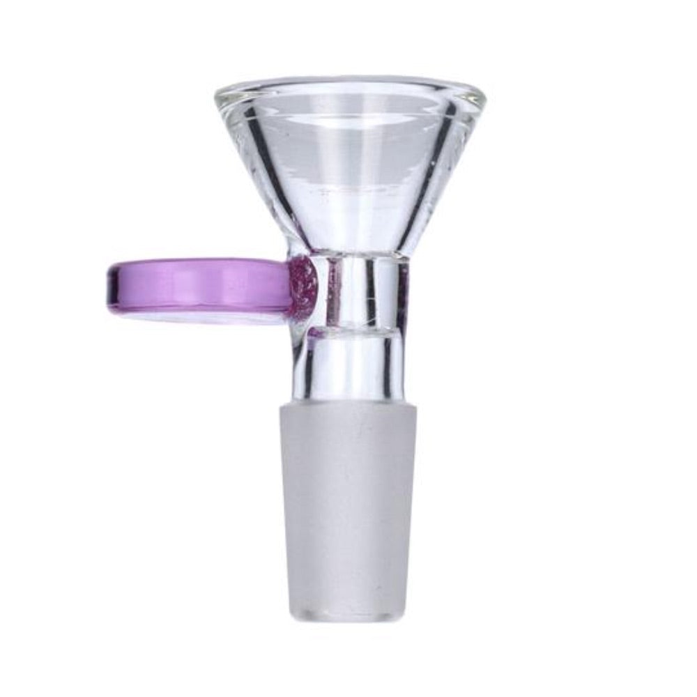 Glass Bowl With Handle | 14.5mm | Male Joint | Purple