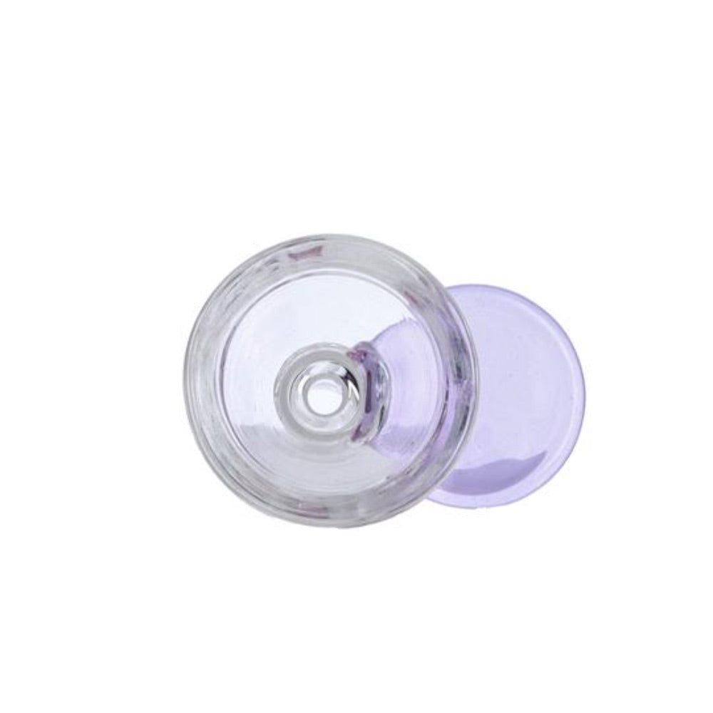 Glass Bowl With Handle | 14.5mm | Male Joint | Purple | top view