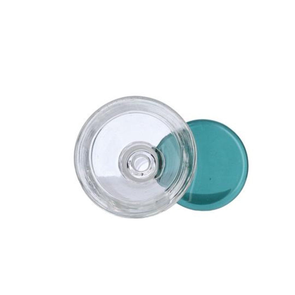 Glass Bowl With Handle | 14.5mm | Male Joint | Teal | top view