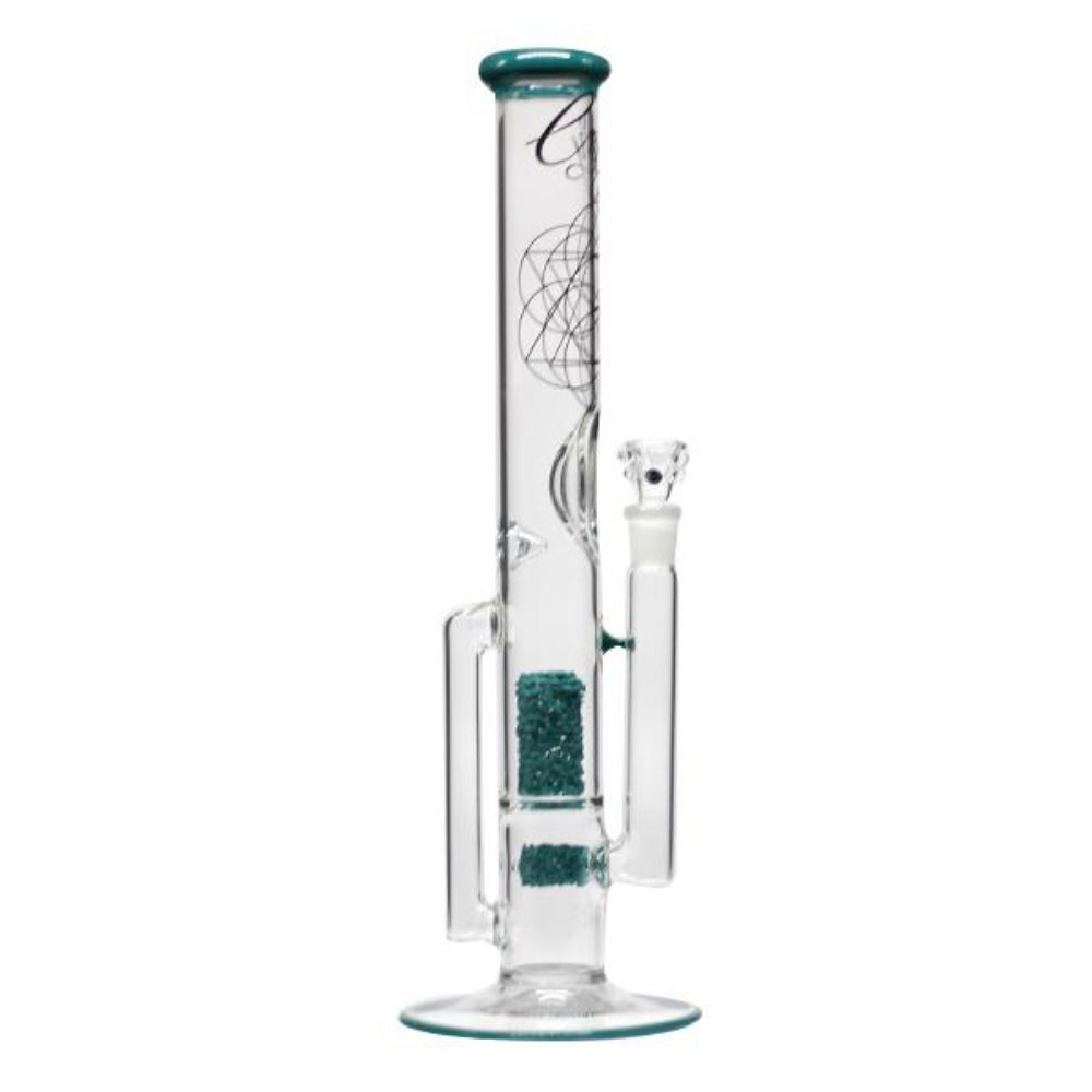 Envy Glass 17 Inch Straight Tube Bong with Dual Pop Rocks Perc | Aqua