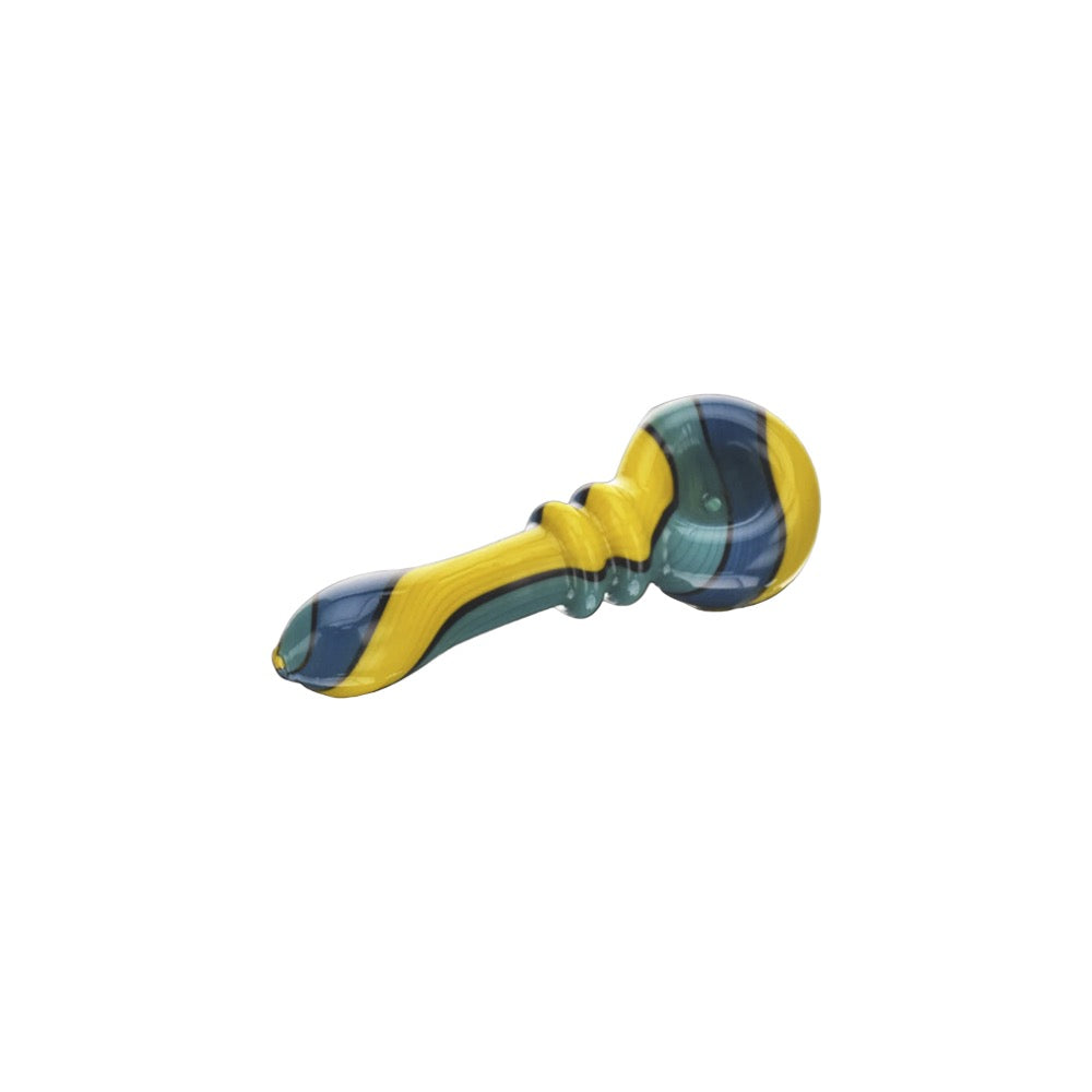 High Society Helia Premium Wig Wag Spoon Pipe | Yellow/Blue | top view