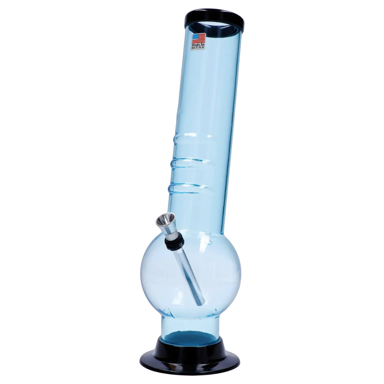 JM Plastics Large Bubble Base with Bent Neck and Grip Acrylic Bong - 12 in.
