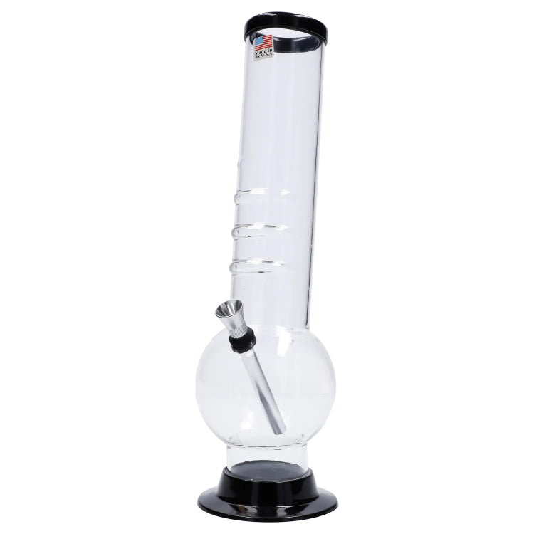 JM Plastics Large Bubble Base with Bent Neck and Grip Acrylic Bong - 12 in.