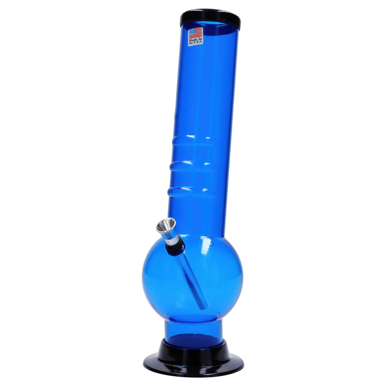 JM Plastics Large Bubble Base with Bent Neck and Grip Acrylic Bong - 12 in.