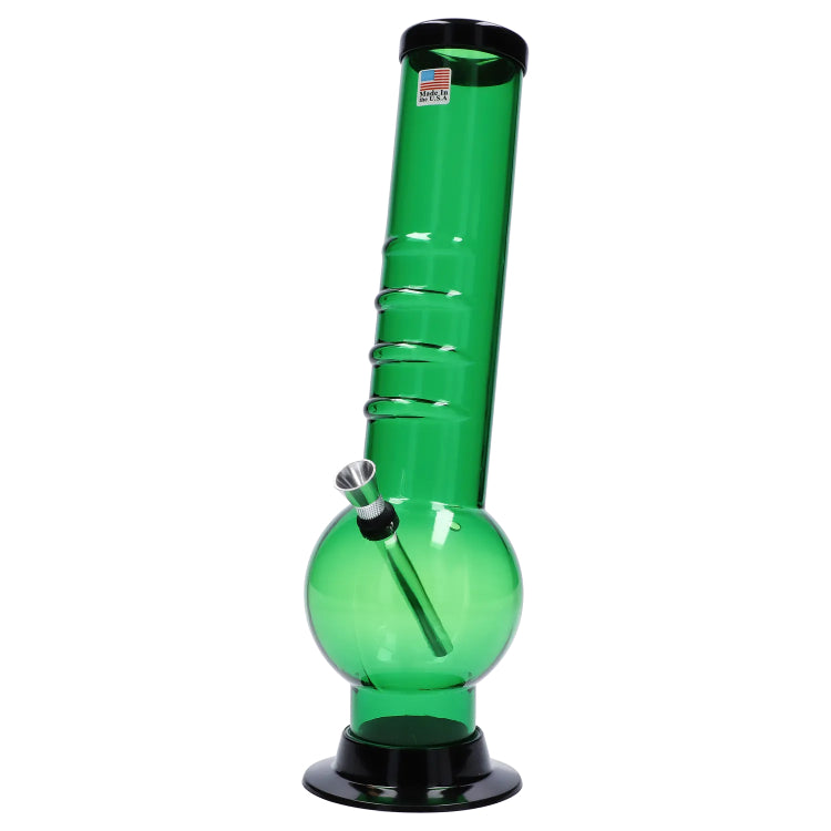 JM Plastics Large Bubble Base with Bent Neck and Grip Acrylic Bong - 12 in.