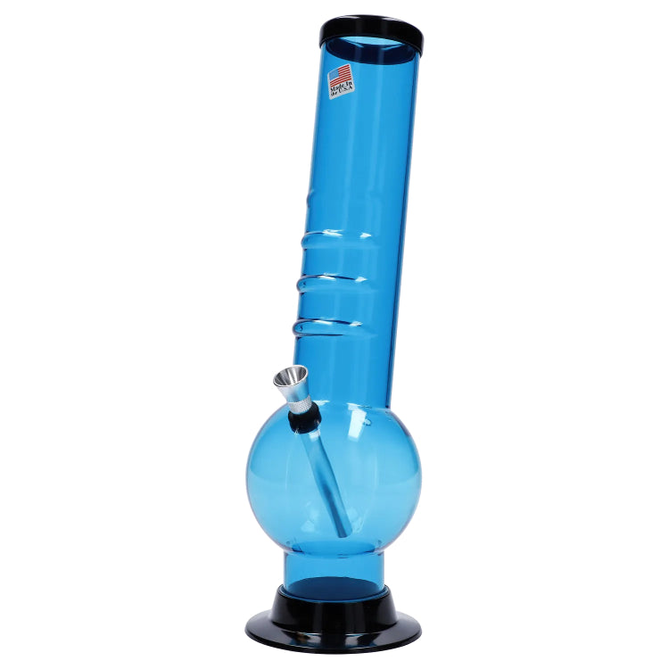 JM Plastics Large Bubble Base with Bent Neck and Grip Acrylic Bong - 12 in.