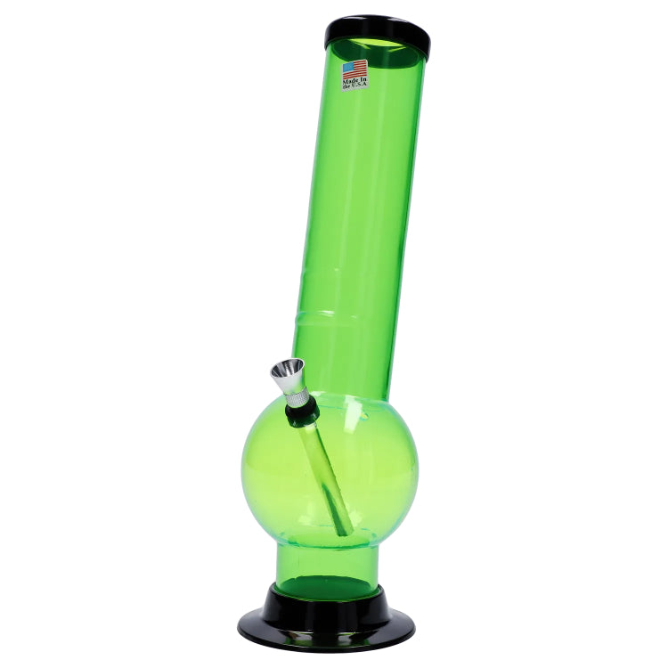 JM Plastics Large Bubble Base with Bent Neck and Grip Acrylic Bong - 12 in.