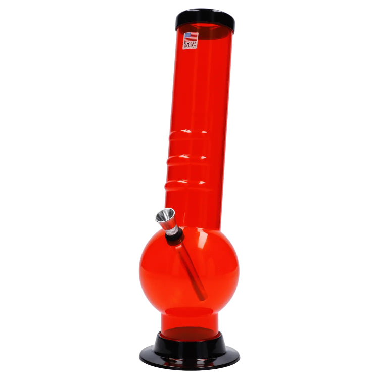 JM Plastics Large Bubble Base with Bent Neck and Grip Acrylic Bong - 12 in.