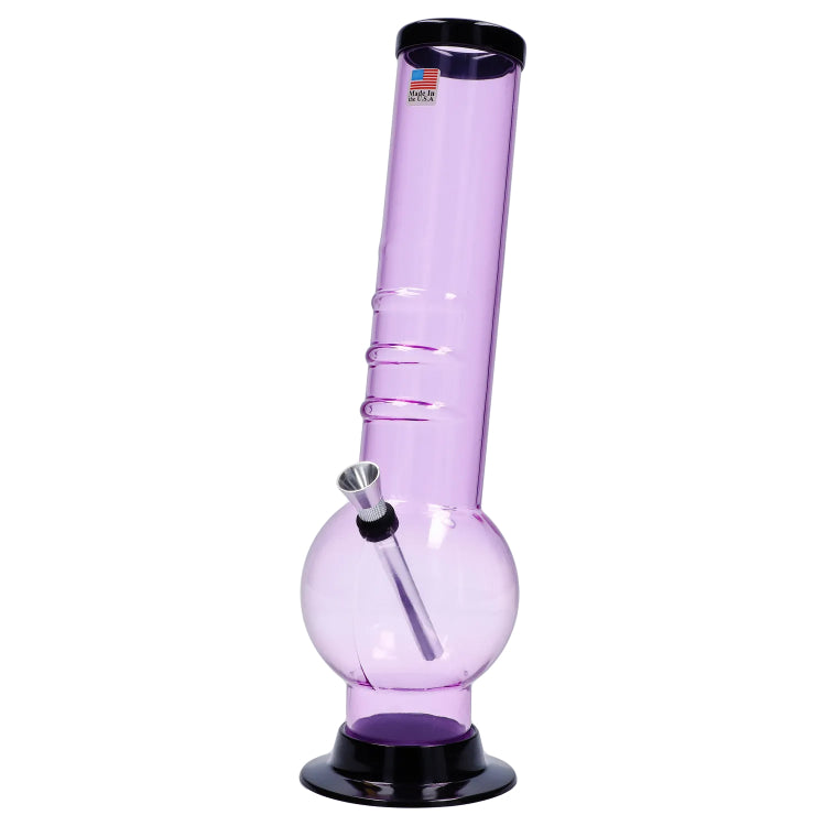 JM Plastics Large Bubble Base with Bent Neck and Grip Acrylic Bong - 12 in.