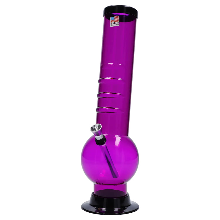 JM Plastics Large Bubble Base with Bent Neck and Grip Acrylic Bong - 12 in.