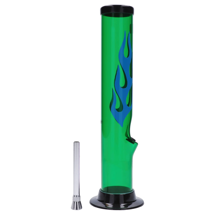 JM Plastics Flame Straight Tube with Carb Hole Acrylic Bong - 12 in.