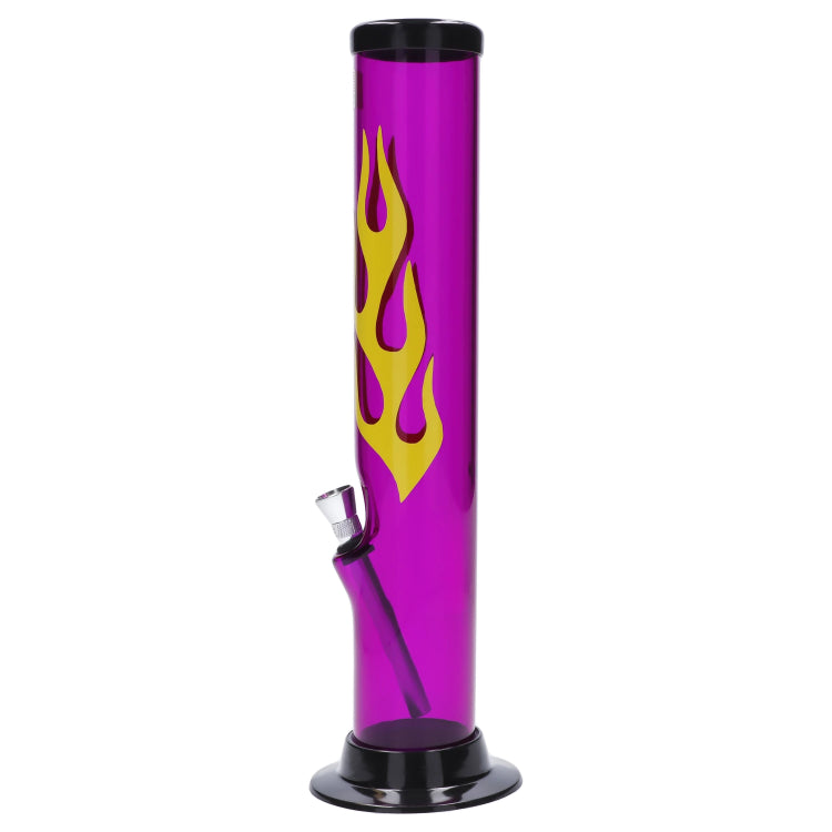 JM Plastics Flame Straight Tube with Carb Hole Acrylic Bong - 12 in.