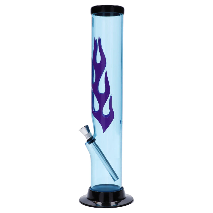 JM Plastics Flame Straight Tube with Carb Hole Acrylic Bong - 12 in.