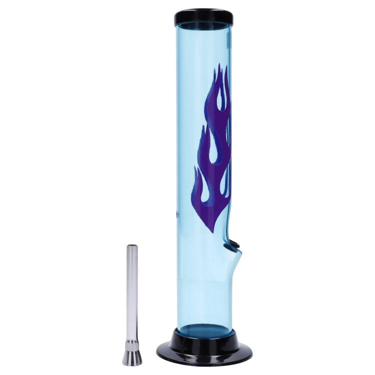JM Plastics Flame Straight Tube with Carb Hole Acrylic Bong - 12 in.