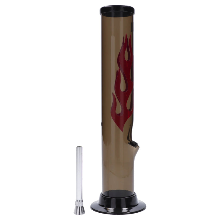JM Plastics Flame Straight Tube with Carb Hole Acrylic Bong - 12 in.