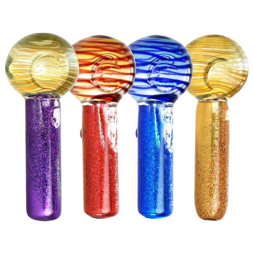 Freezable Glycerin Space Glitter Spoon Pipe | Side View 3