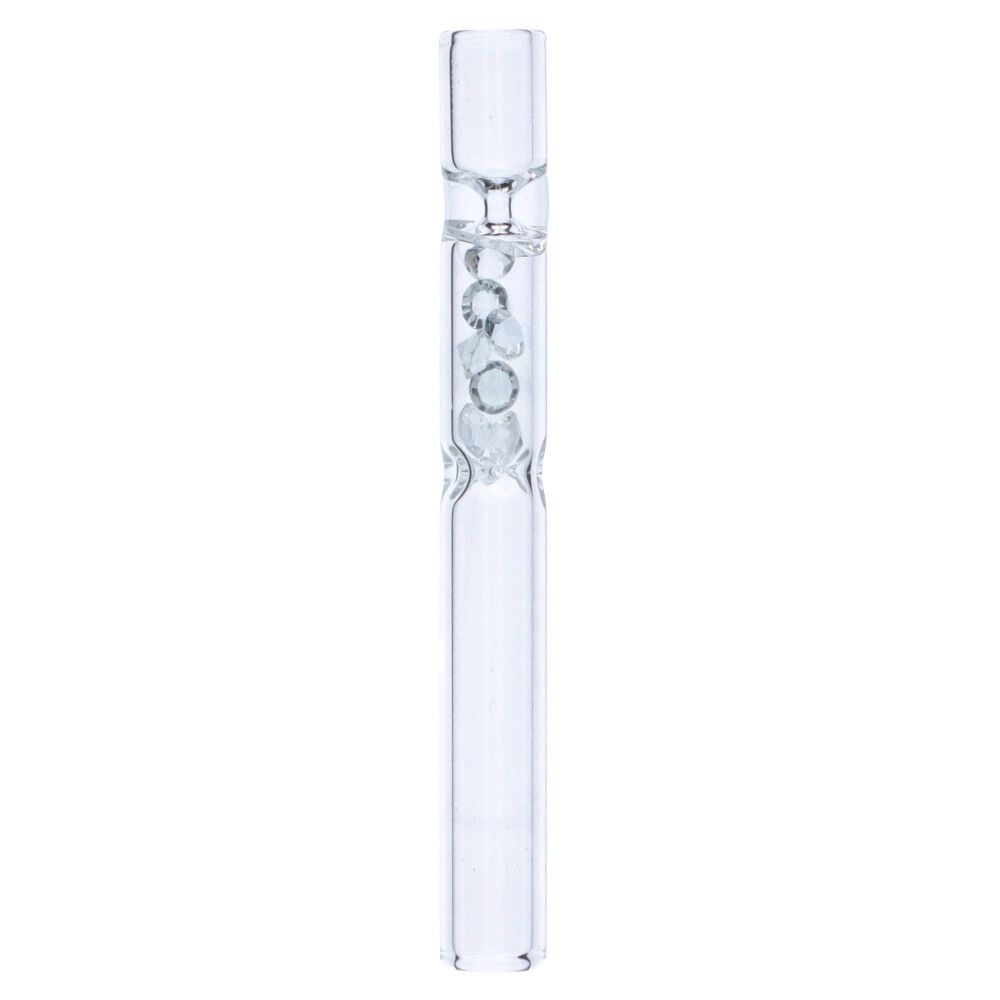 Glass One Hitter with Diamond Beads | Random | Transparent 