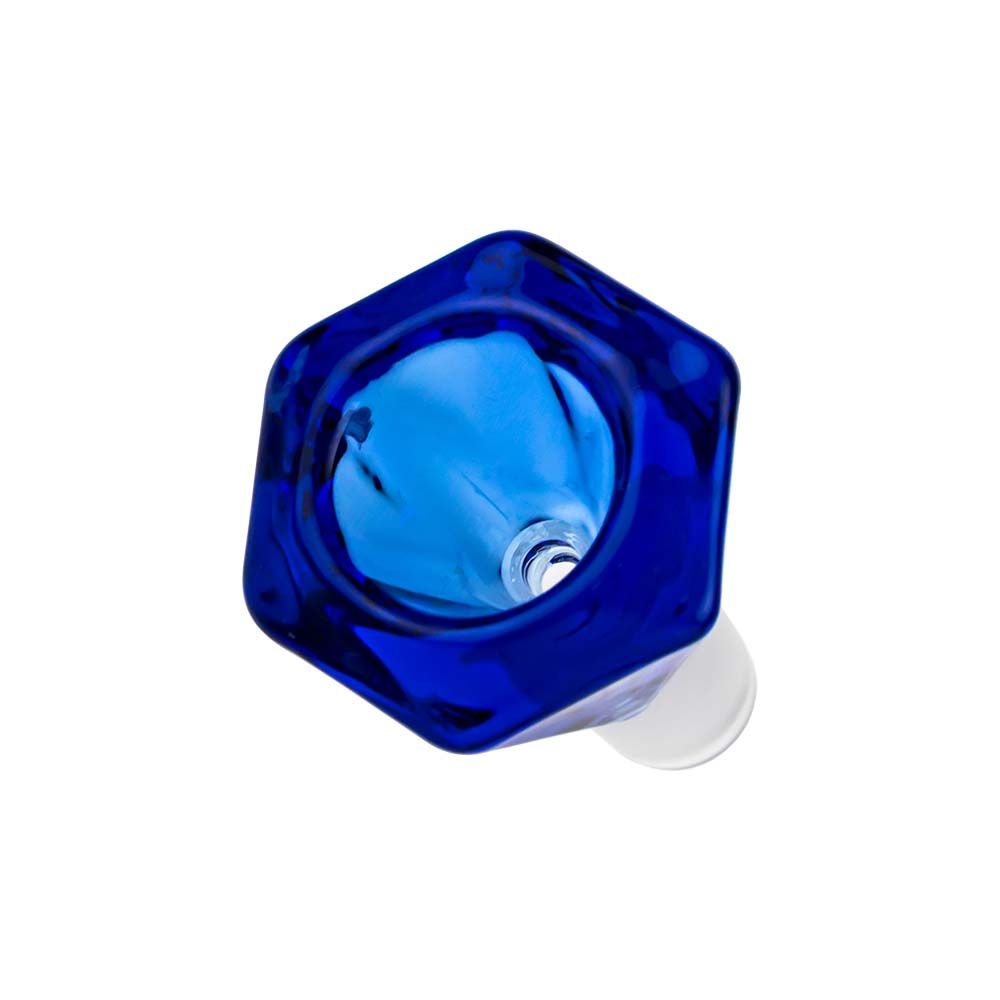 Colored Glass Diamond Shaped Herb Bowl | Male Joint | Blue | Top view