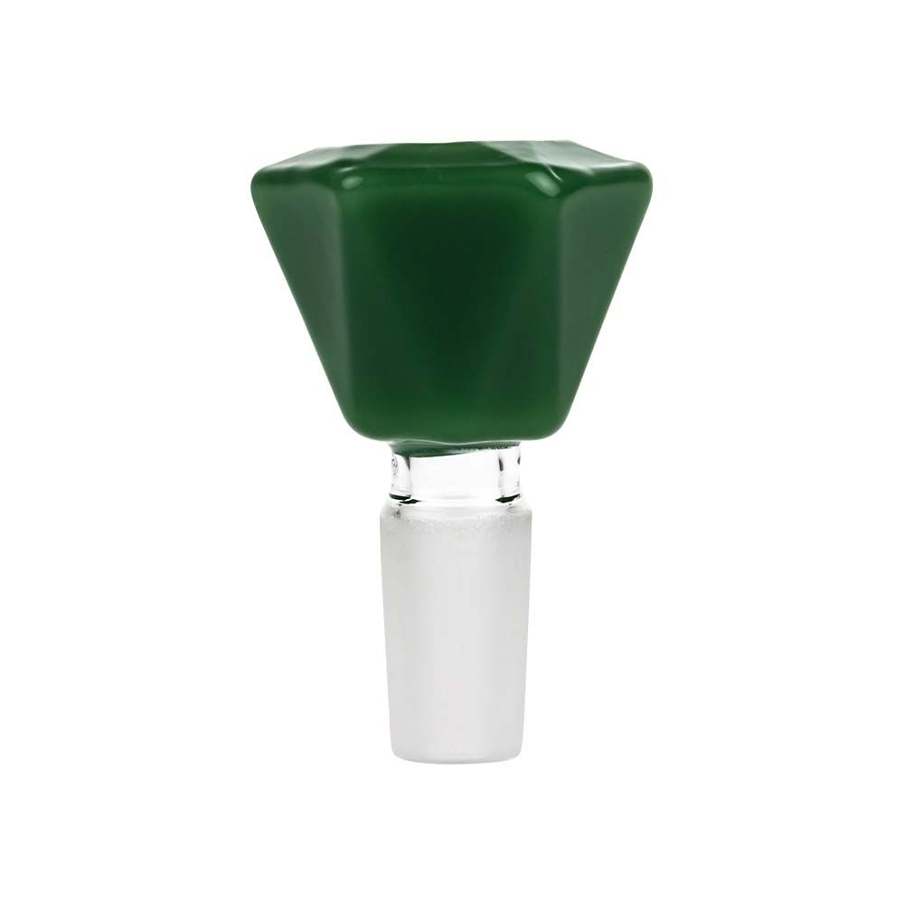 Colored Glass Diamond Shaped Herb Bowl | Male Joint | Jade Green | Side View