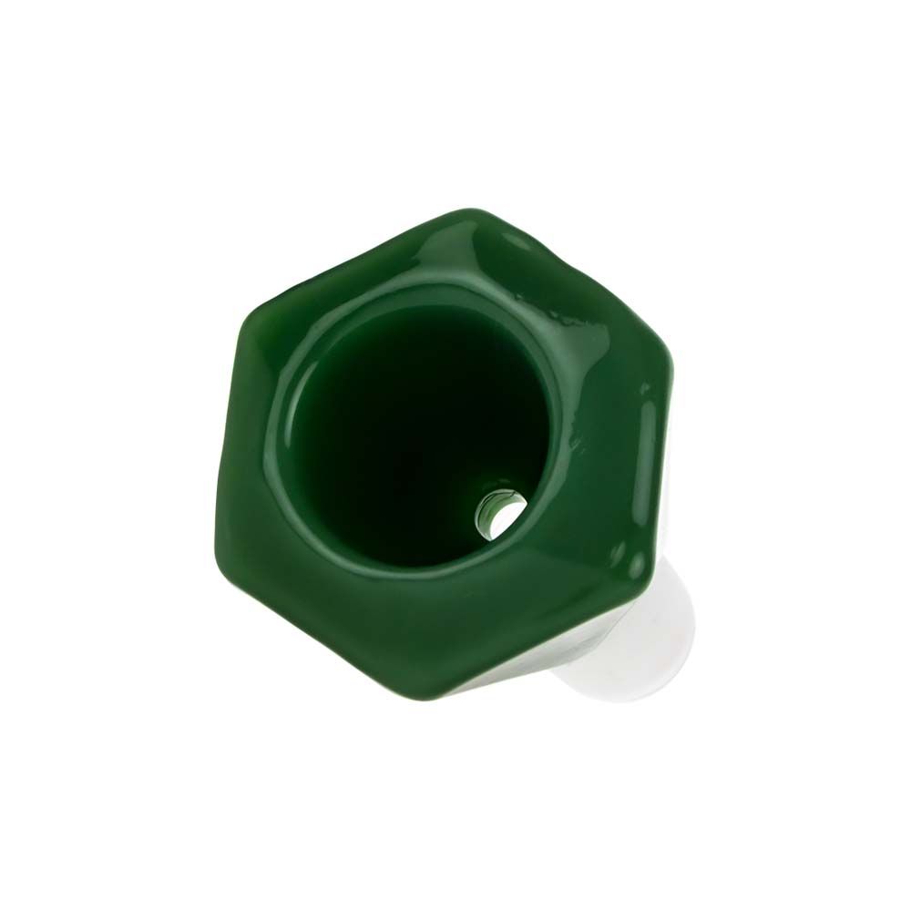 Colored Glass Diamond Shaped Herb Bowl | Male Joint | Jade Green | Top view