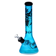 Colored Glass Beaker Base Ice Bong | Blue | Side view 1