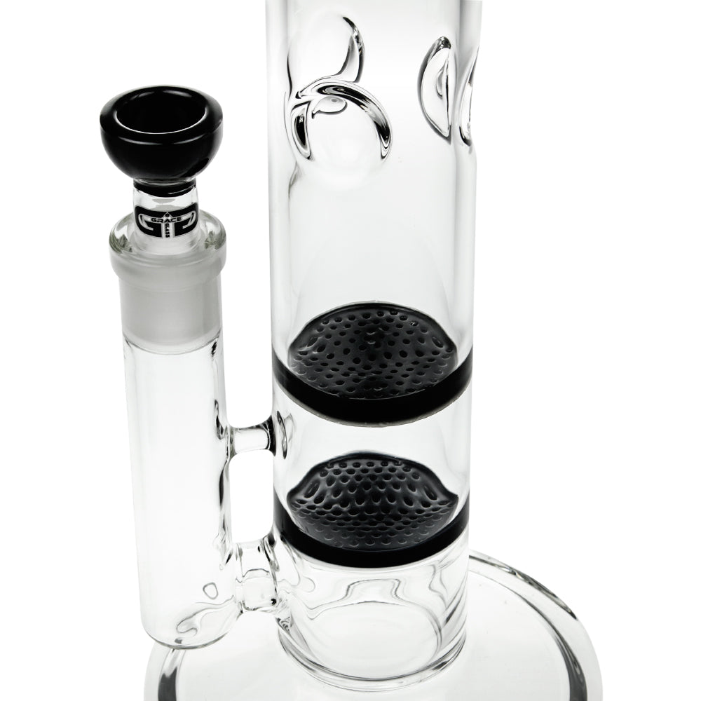 Grace Glass Cane GG Ice Bong | Black - Close up HoneyComb Discs