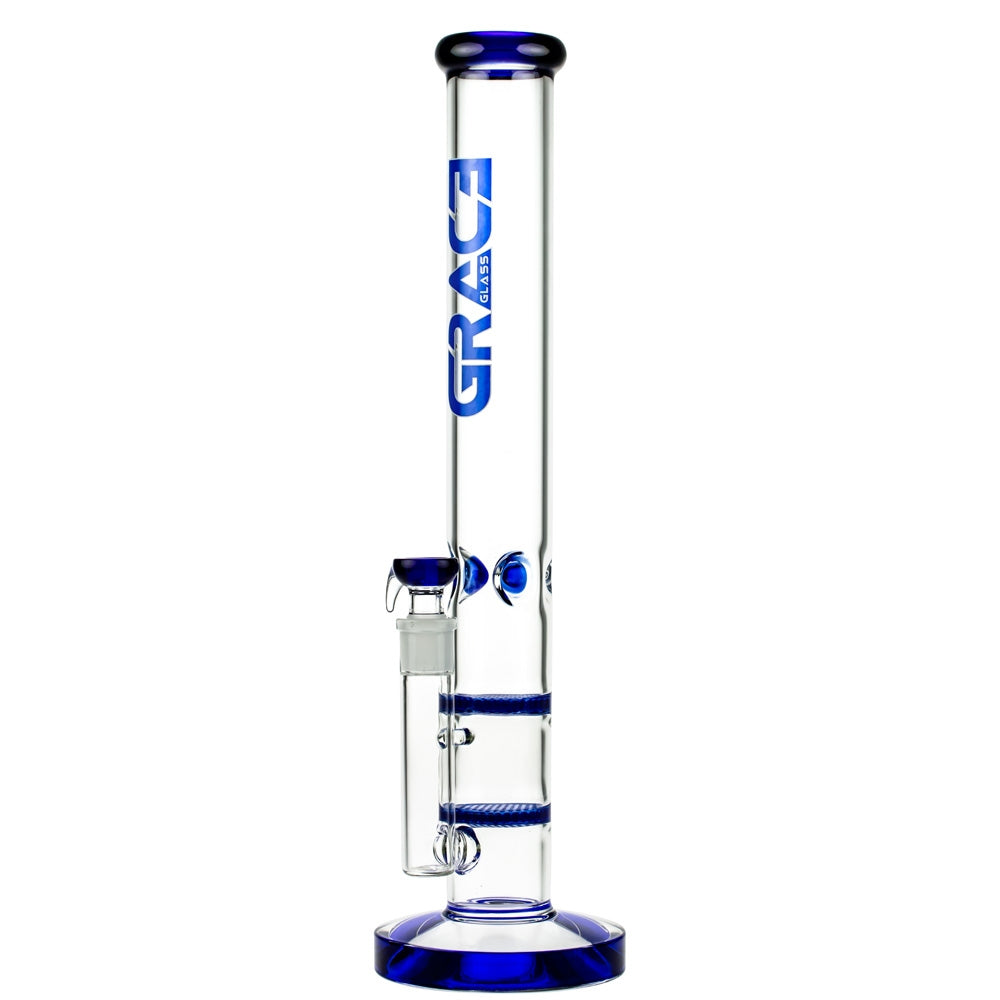 Grace Glass Cane GG Ice Bong | Blue - Side View 2