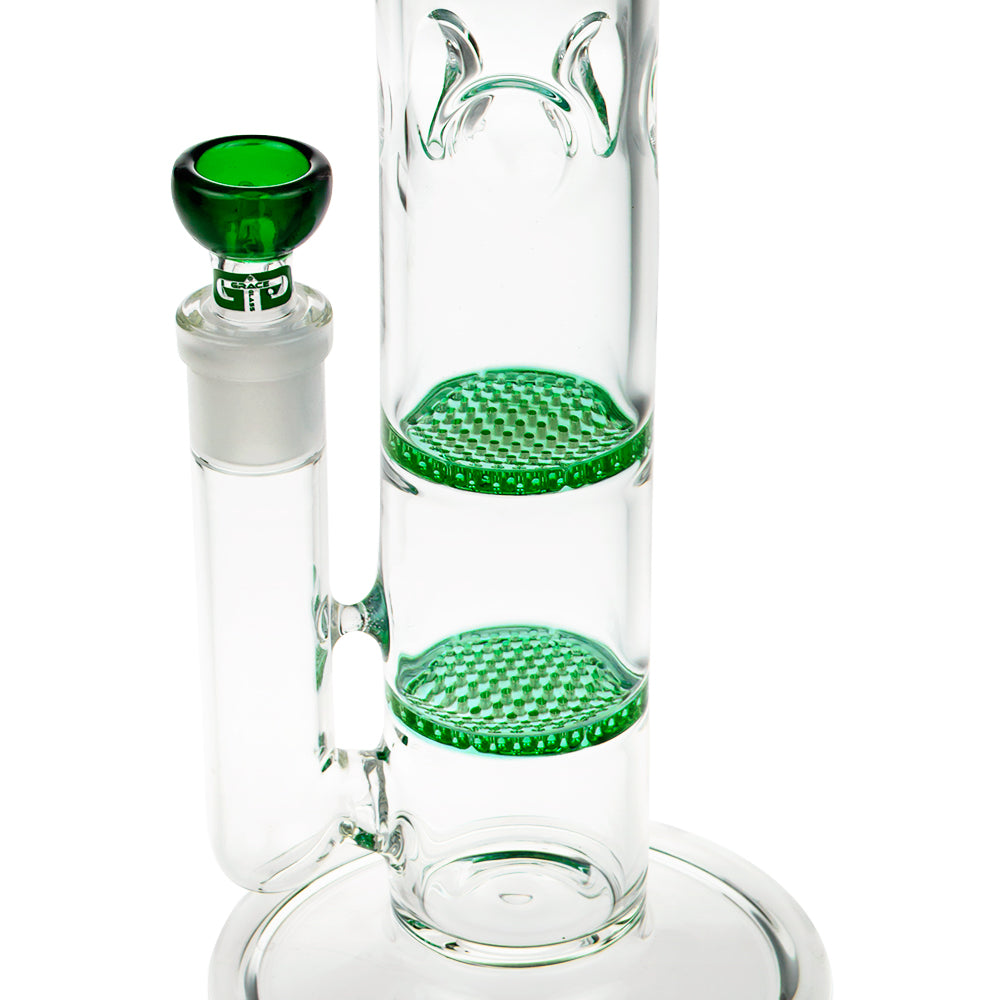 Grace Glass Cane GG Ice Bong | Green - Close up HoneyComb Discs