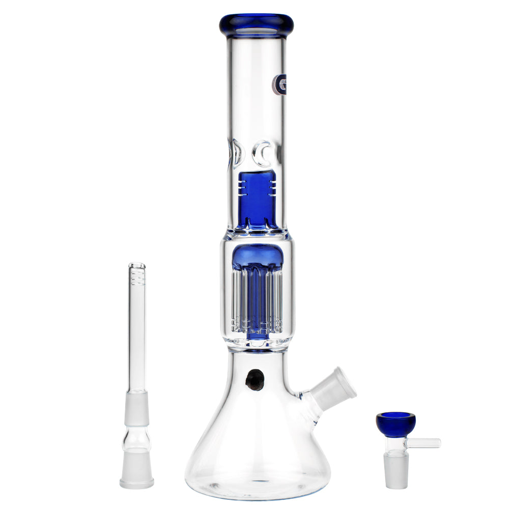 Grace Glass 8-arm Tree Perc Beaker Base Glass Ice Bong | Blue - Downstem and Bowl Included 