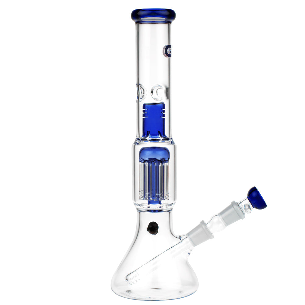 Grace Glass 8-arm Tree Perc Beaker Base Glass Ice Bong | Blue - Side View 6