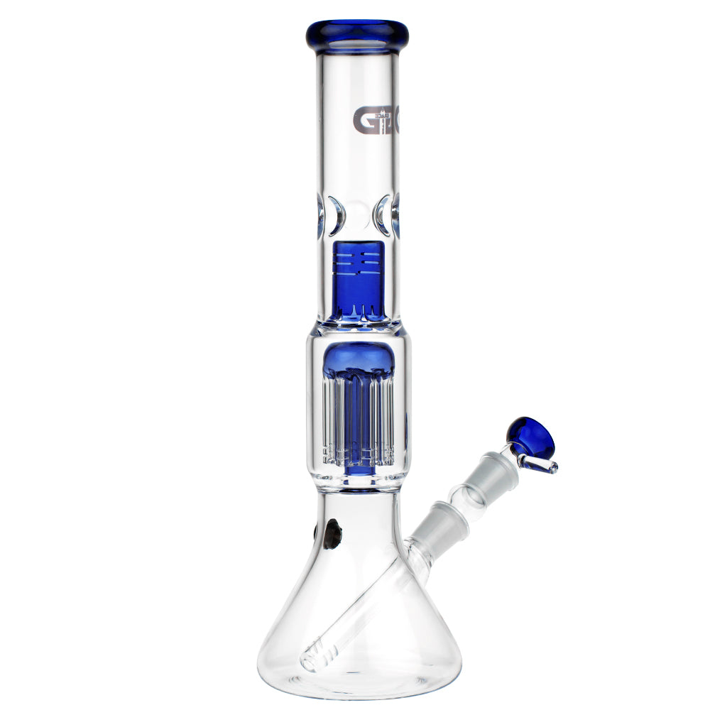 Grace Glass 8-arm Tree Perc Beaker Base Glass Ice Bong | Blue - Side View 5