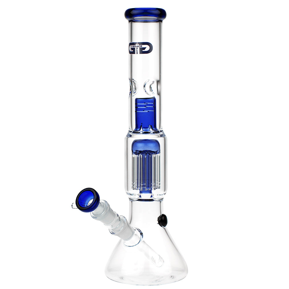 Grace Glass 8-arm Tree Perc Beaker Base Glass Ice Bong | Blue - Side View 2