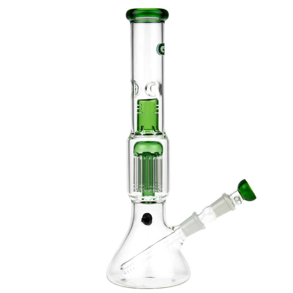 Grace Glass 8-arm Tree Perc Beaker Base Glass Bong | Green - Side View 6