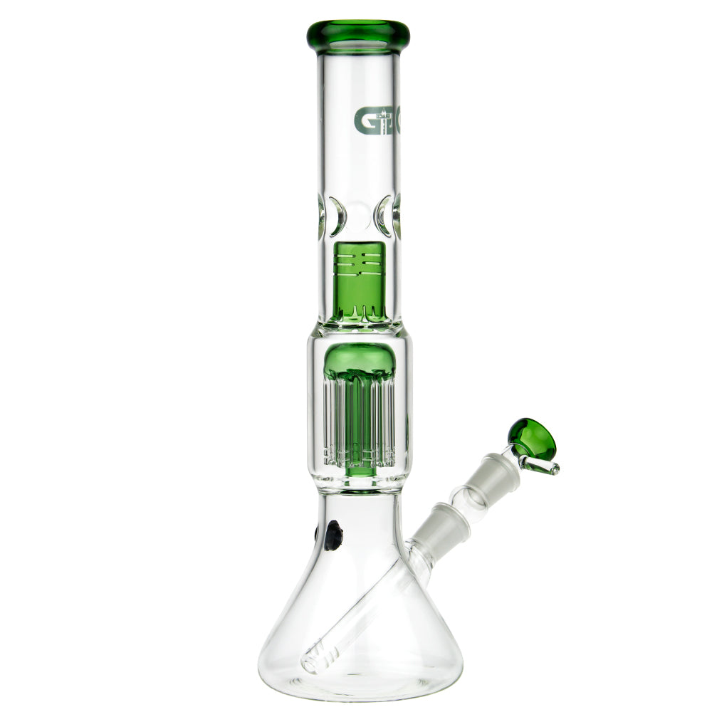 Grace Glass 8-arm Tree Perc Beaker Base Glass Bong | Green - Side View 5